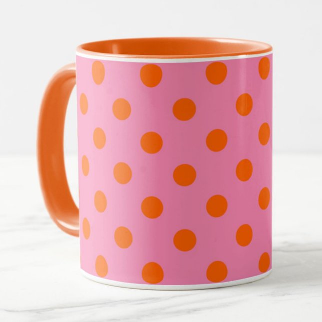 Orange On Pink Polka Dots Pattern Design Mug (Creator Uploaded)