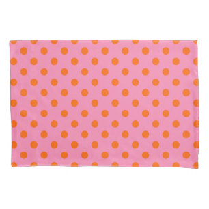 Orange On Pink Polka Dots Pattern Design Pillow Case