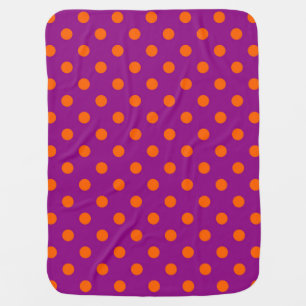 Orange On Purple Polka Dots Pattern Design Baby Blanket