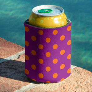 Orange On Purple Polka Dots Pattern Design Can Cooler