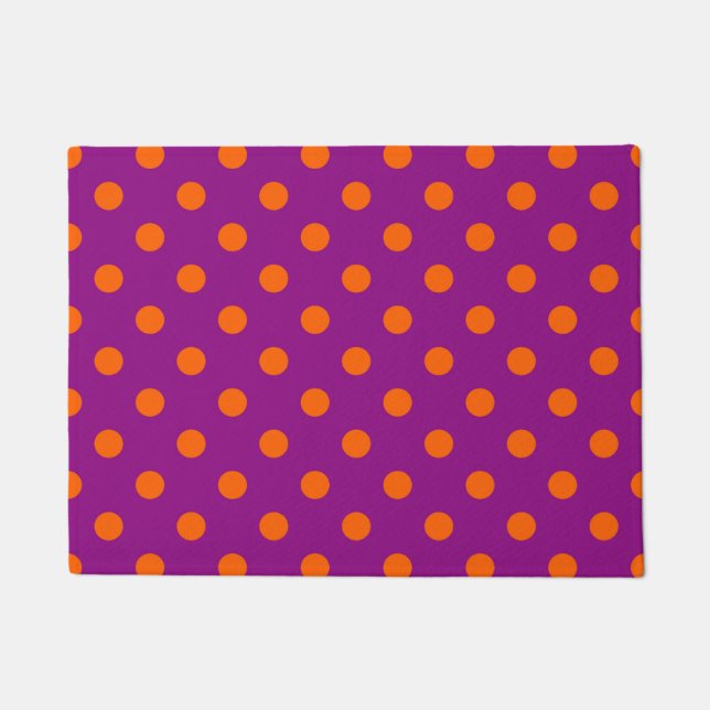 Orange On Purple Polka Dots Pattern Design Doormat (Front)