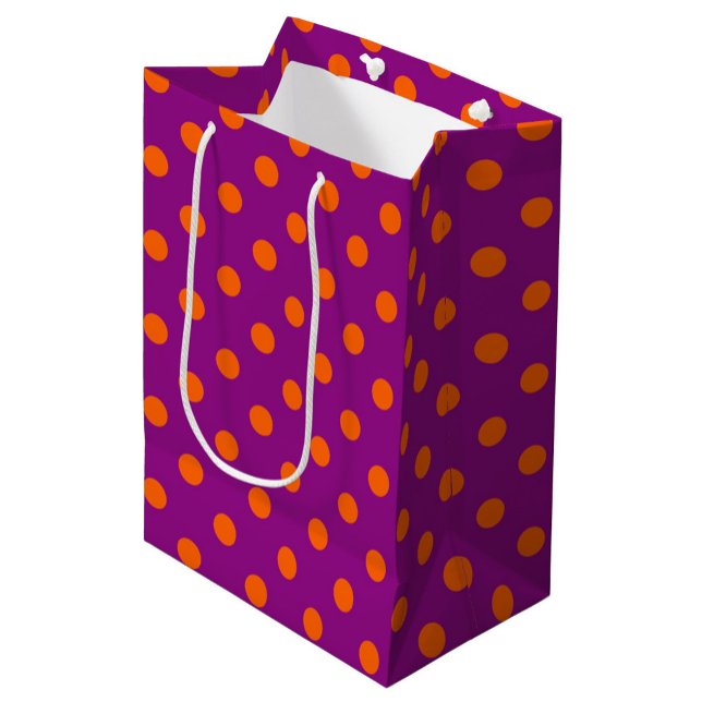 Orange On Purple Polka Dots Pattern Design Medium Gift Bag (Creator Uploaded)