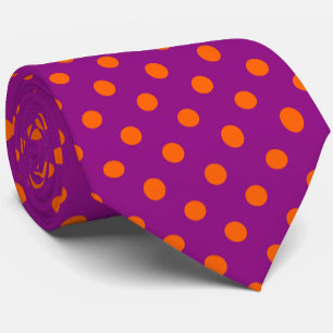 Orange On Purple Polka Dots Pattern Design Neck Tie
