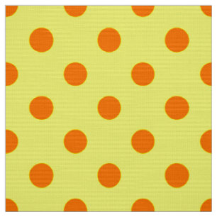 Orange On Yellow Polka Dots Pattern Design  Fabric