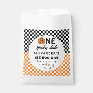 Orange One Spooky Dude Halloween 1st Birthday Favor Bag