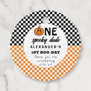 Orange One Spooky Dude Halloween 1st Birthday Favor Tags