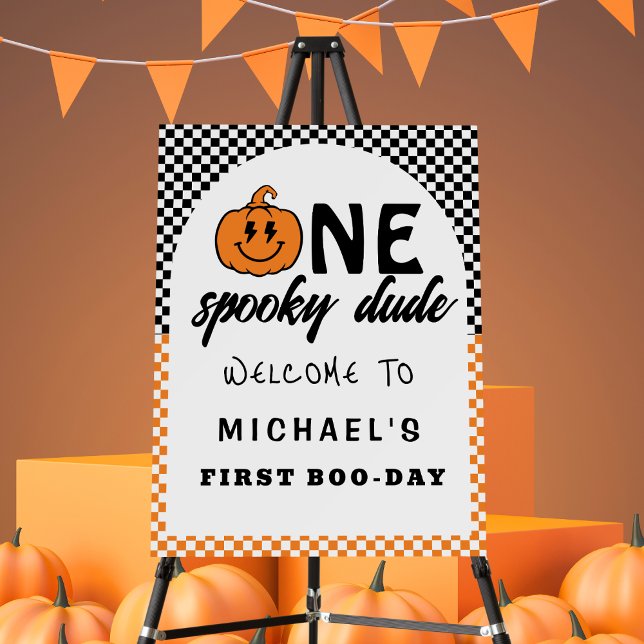 Orange One Spooky Dude Halloween 1st Birthday  Foam Board (Creator Uploaded)