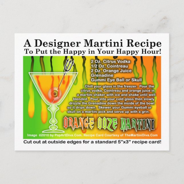 Orange Ooze Halloween Martini Recipe Postcard (Front)