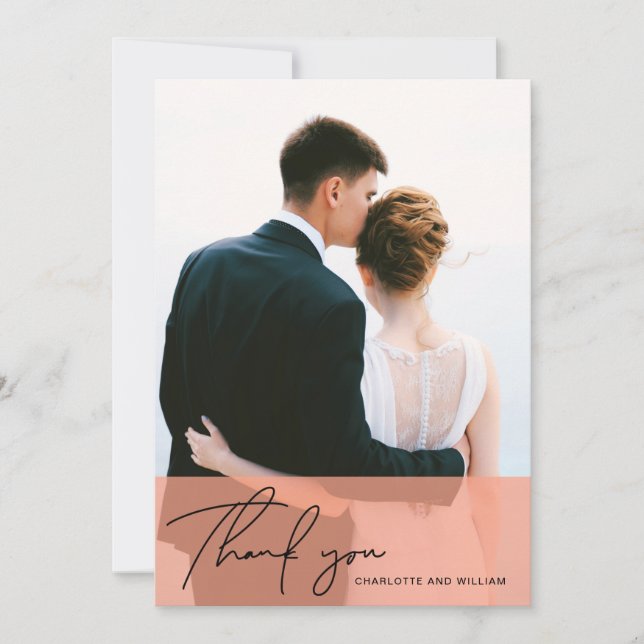 Orange Opaque | Thank You Wedding Card (Front)