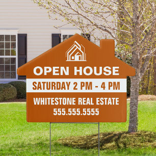 Orange Open House Custom Real Estate Home Yard Sign