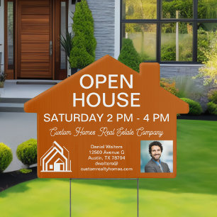 Orange Open House Real Estate Company Home Yard Sign
