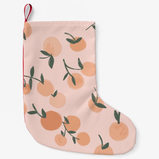 Orange or cherry pattern illustration by freehand  small christmas stocking (Front)