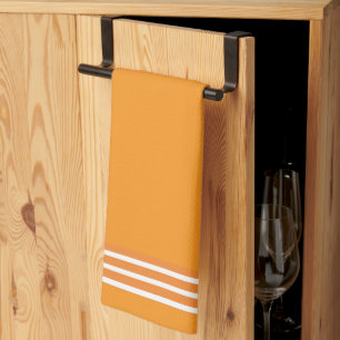 Orange + Orange Stripe Trim Kitchen Dish Towel