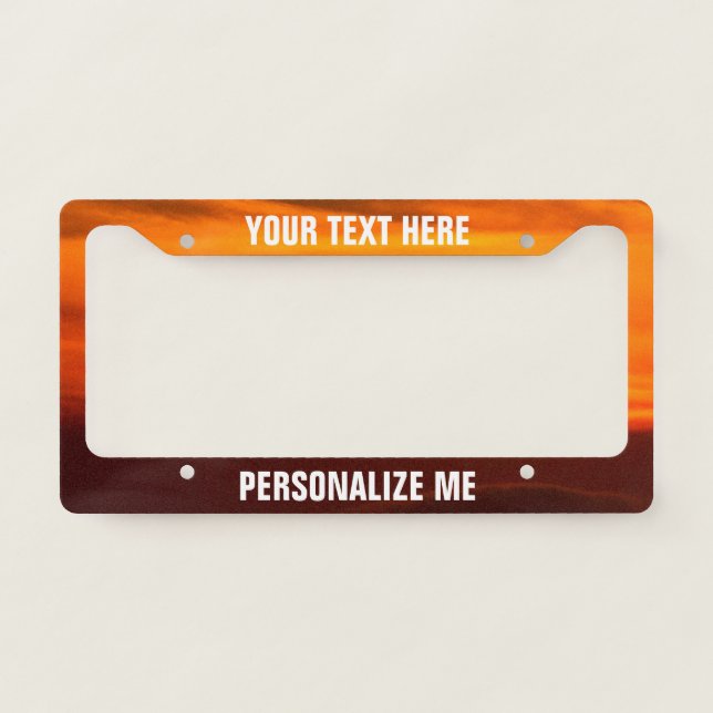 Orange Orange-Yellow Sunset Sunrise Sky Photograph License Plate Frame (Front)