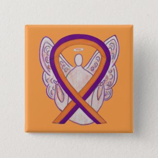 Orange & Orchid Angel Awareness Ribbon Custom Pins