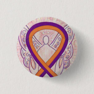 Orange & Orchid Angel Awareness Ribbon Custom Pins