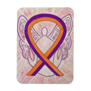 Orange & Orchid Awareness Ribbon Angel Art Magnets