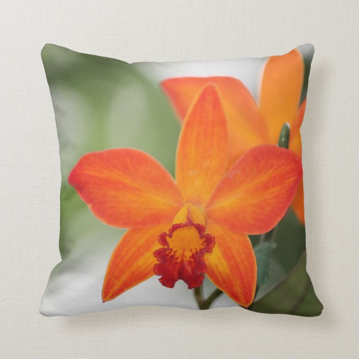 Orange Orchid Cotton Pillow