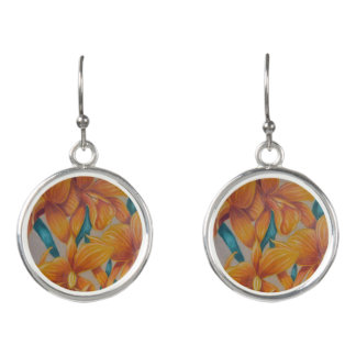 Orange orchid earrings