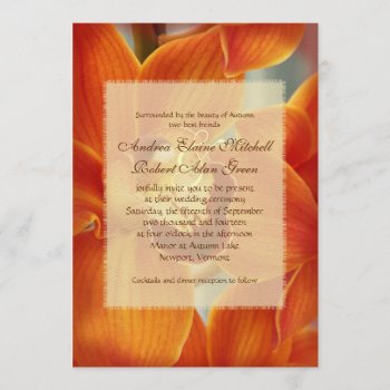 Orange Orchid Fall Wedding Invitations by fallcolors at Zazzle