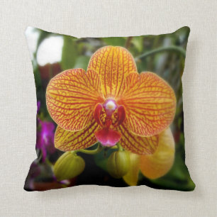 Orange Orchid Throw Pillow