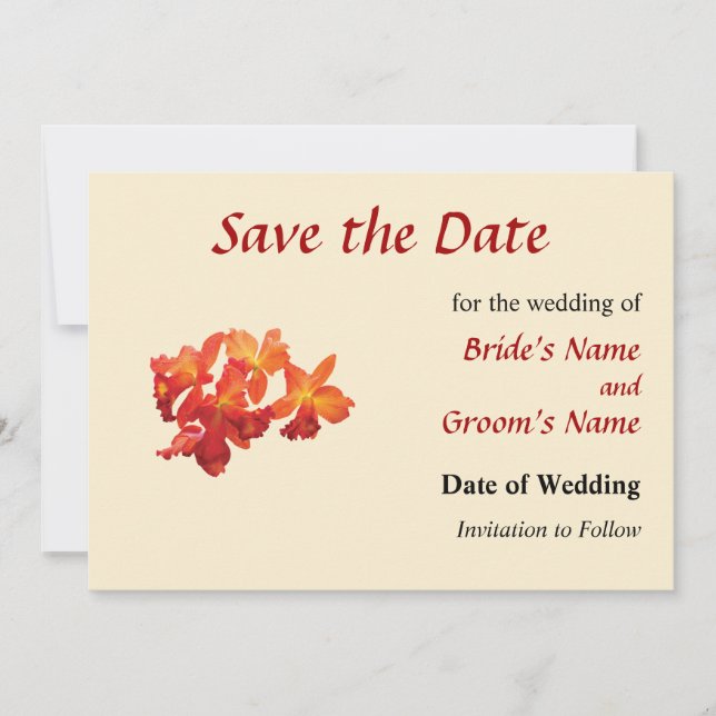 Orange Orchids Save the Date (Front)