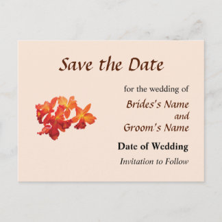 Orange Orchids Save the Date Announcement Postcard