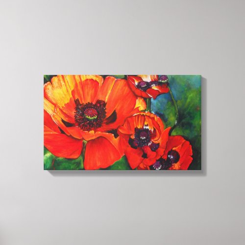 Orange Oriental Poppies Art Canvas Print
