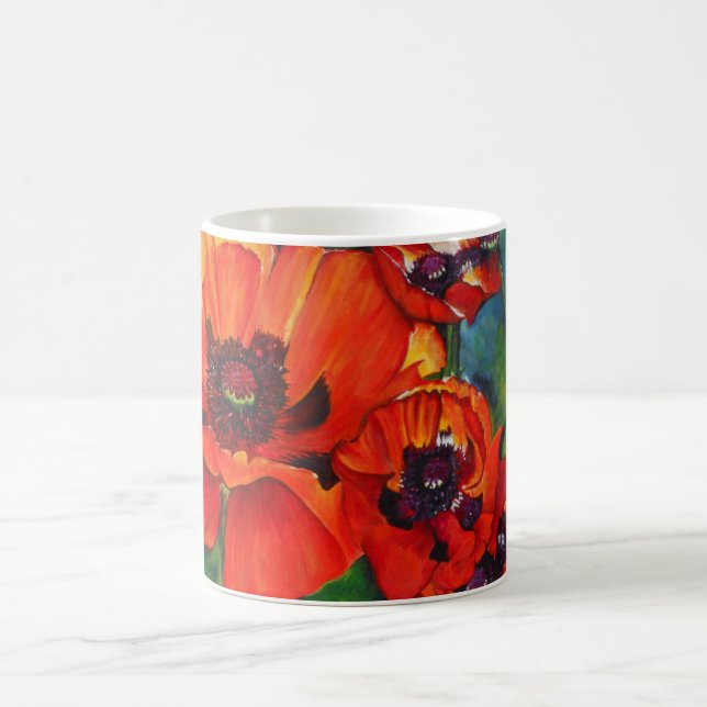 Orange Oriental Poppies Art Coffee Mug (Center)