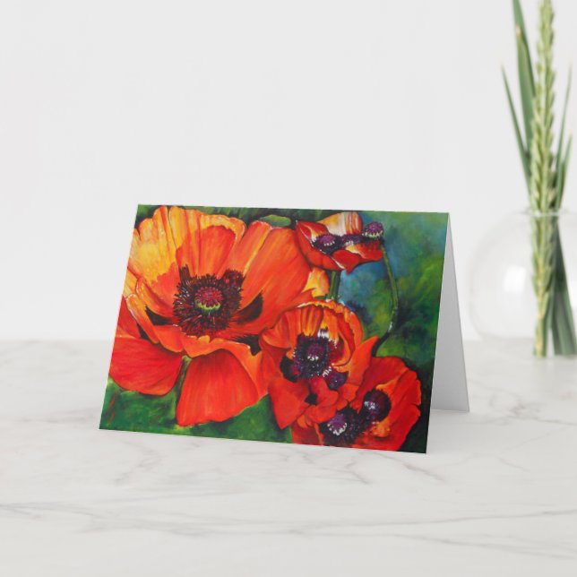 Orange Oriental Poppies Painting Card (Front)