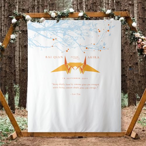 Orange Origami Paper Cranes Wedding Photo Backdrop