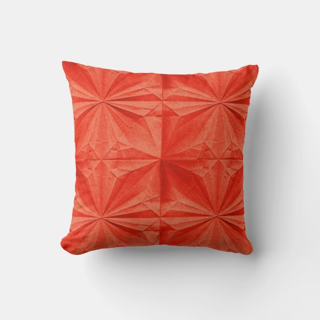 Orange Origami Pattern Throw Pillow (Front)