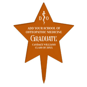 Orange Osteopathic Medical Graduation Party Star Cake Topper