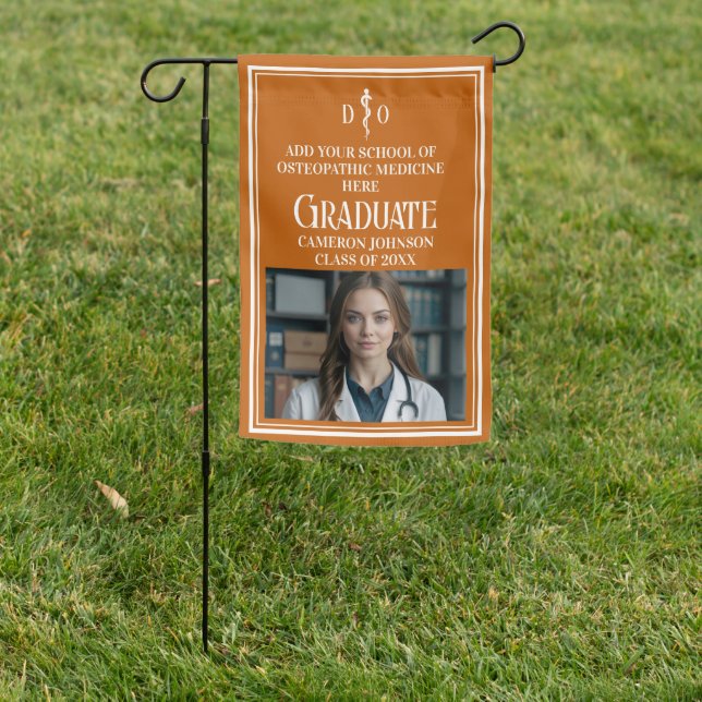 Orange Osteopathic Medical School Graduation Photo Garden Flag (In SItu)