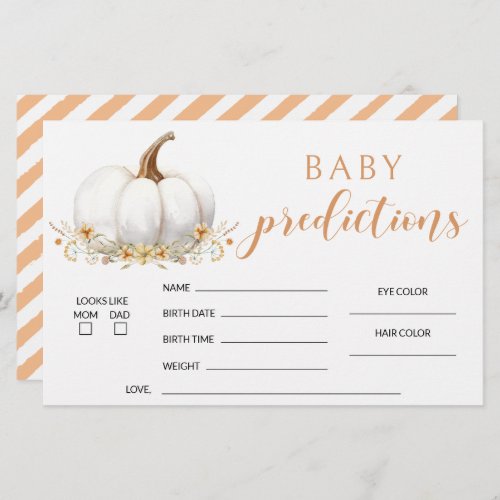 Orange our little pumpkin baby shower predictions stationery