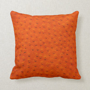 Orange Oversized Ostrich Leather Grain Pillow