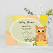 Orange Owl Baby Shower Invitation (Standing Front)