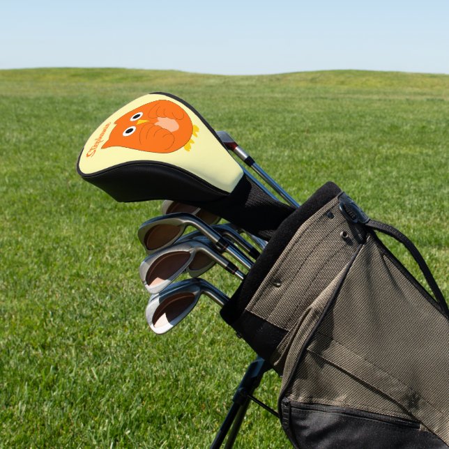 Orange Owl Design Golf Head Cover (In Situ)
