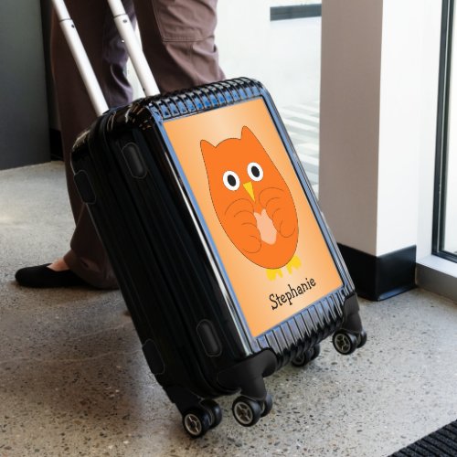 Orange Owl Design Personalised Luggage