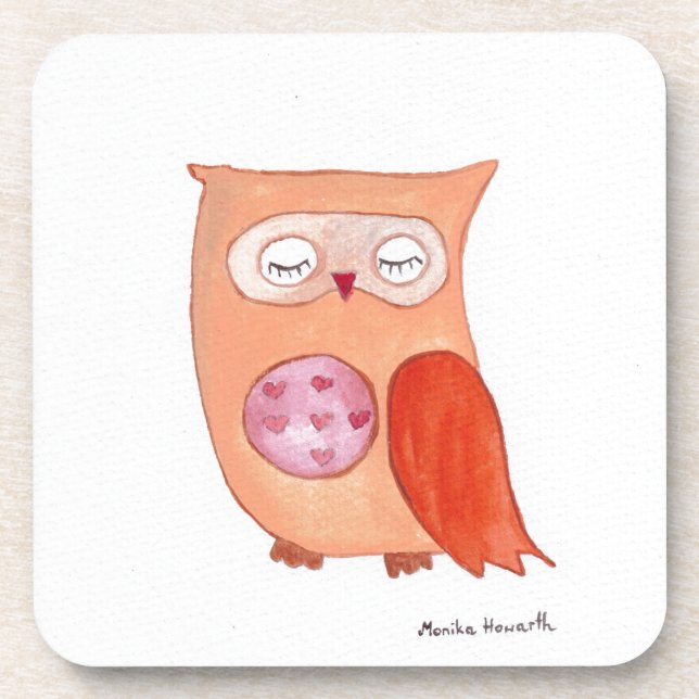 Orange owl drink coaster (Front)