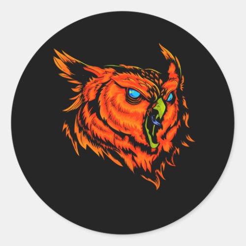 Orange Owl Illustration Classic Round Sticker