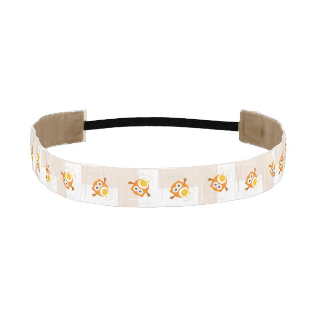 Orange Owl Illustration Pattern Athletic Headband (Front)