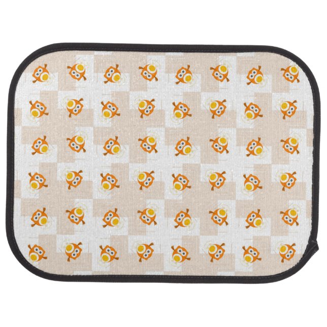 Orange Owl Illustration Pattern Car Mat (Rear)