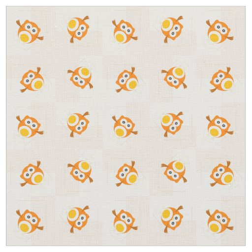 Orange Owl Illustration Pattern Fabric
