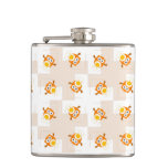Orange Owl Illustration Pattern Flask