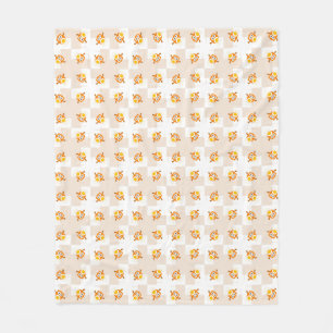 Orange Owl Illustration Pattern Fleece Blanket