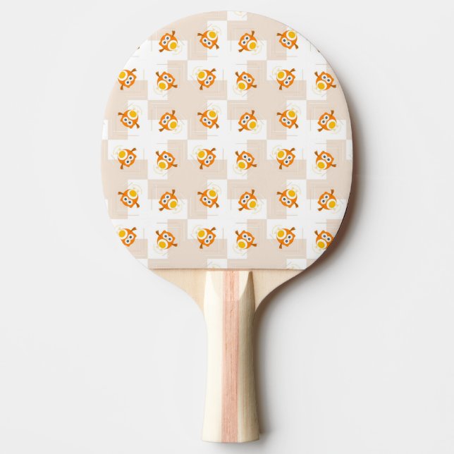 Orange Owl Illustration Pattern Ping-Pong Paddle (Front)
