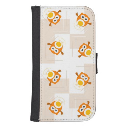 Orange Owl Illustration Pattern Phone Wallet