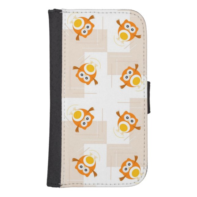 Orange Owl Illustration Pattern Samsung Galaxy Wallet Case (Front)
