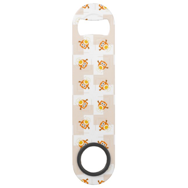Orange Owl Illustration Pattern Speed Bottle Opener (Front)